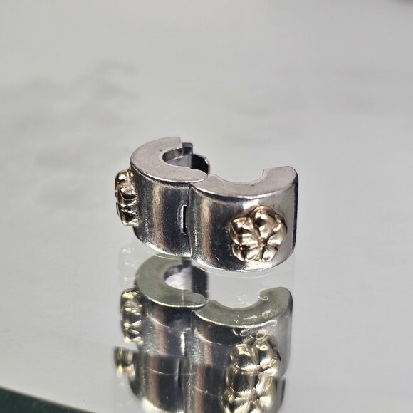 Authentic Pandora retired Sterling Silver & 14K Flower clip 790140 - Picture 2 of 7